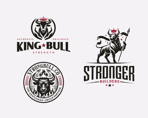 Vintage classic wild king buffalo strong ox logo mark template 