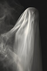 Naklejka premium A thin veil of mist elegantly dances in front of a rich, shadowy background.