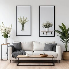 Modern Living Room Interior with White Sofa and Minimalist Decor