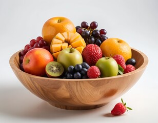 Fresh Fruit in Wooden Bowl