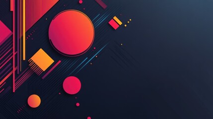 Obraz premium Abstract Geometric Design: Vibrant Circles and Lines on Dark Background