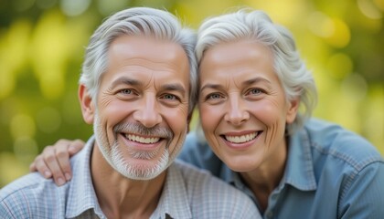 Smiling senior couple enjoying their retirement together outdoors
