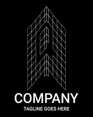 'Q' Outline Letter Architecture Logo. Spider web style outline capital letter logo. Perfect for Company, T-shirt, Home, Architecture, Building, and Construction. Also suitable for sports car, gamer.