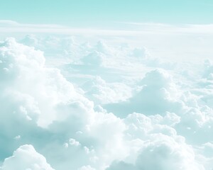 Fluffy white clouds floating serenely in the vast turquoise sky
