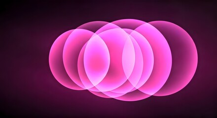 Obraz premium A composition of overlapping translucent circles in neon colors on a deep purple background, Ai Generated