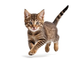 Naklejka premium Playful Tabby Kitten Leaping