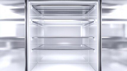 Empty Modern Refrigerator Interior with Bright Clean Shelves