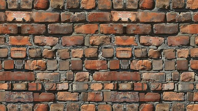 Seamless animation of aged red brick wall texture.