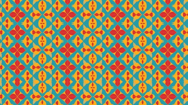 Ornamental vintage tile pattern in green, red and yellow.