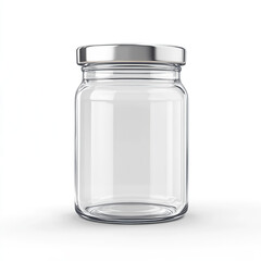 glass jar, empty jar, clear container, storage jar on white background