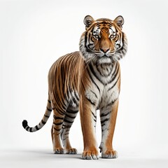 Fototapeta premium Majestic Tiger Standing on White Background