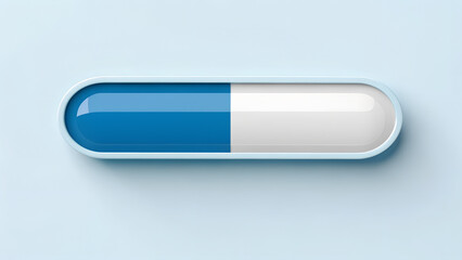 Loading Progress Bar, 50% full, in blue and white colors, capsule, blank, empty, template