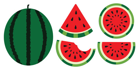 Ripe watermelon and juicy piece on a white. Isolated