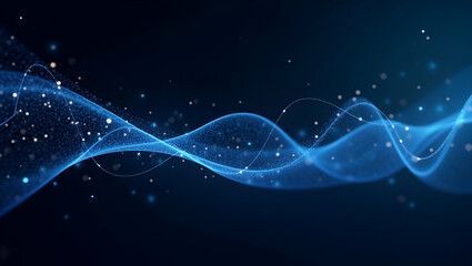 Contemporary Abstract Wallpaper Design: Sleek Digital Curves & Minimalist Icons for Quantum Communication in Space - Perfect for Overlay Text with Generous Empty Space