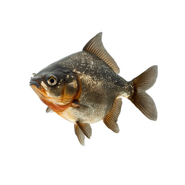 Close-up of a Single Pacu Fish Isolated on Transparent background