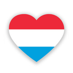Fototapeta premium Luxembourg national flag in heart shape isolated on white. Illustration