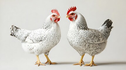 Fototapeta premium Ameraucana and american bresse chicken breeds in a farm setting captivating poultry portraits natural environment