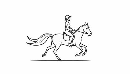 Fototapeta premium Woman riding a horse in motion for horse trekking vacations 