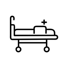 Hospital bed icon in simple outline design