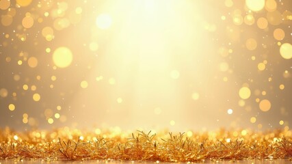 Golden shimmering bokeh and glimmering golden grass create a luxurious celebratory background.