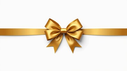 A luxurious golden ribbon bow and band displayed on a clean white background, symbolizing celebration.