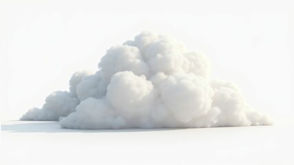 A pristine, soft, volumetric rendering of billowing white clouds against a bright, neutral background.