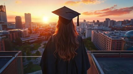A moment of contemplation for a young woman post-graduation.