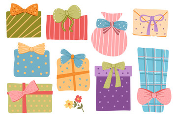 Cute gift box set with whimsical bow and pattern