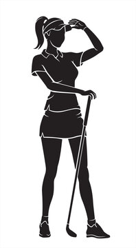 Golfer Female Pose Stance, Outdoor Leisure Sport
