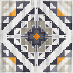 Aztec pattern.Triangle pattern.Zigzag shape on light background.Navajo pattern .Square shape.Triangle repeat.DIgital design.Illustration.Blue.Seamless.Design for Blanket.Carpet.Printing and Knitting