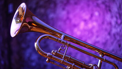 Fototapeta na wymiar Jazz instrument close-up shining against a vibrant background 