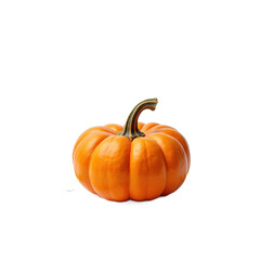 A vibrant orange pumpkin with a green stem, perfect for autumn decorations.