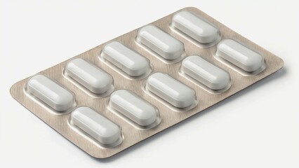 Blister pack of capsules on a white background  