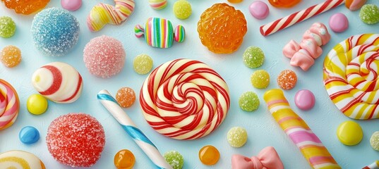 Fototapeta premium Vibrant Illustration of Colorful Sweets and Candies