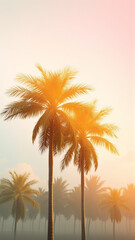 Obraz premium Two palm trees in the light of the setting sun