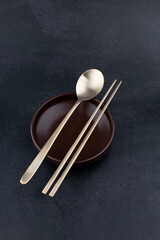 Korean brass Spoons and chopsticks.