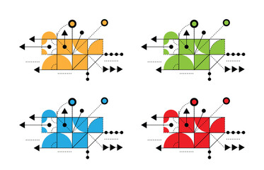 Abstract Colorful Random Geometric Shapes Modern Line Art Design. Graphic design elements and resources vector art