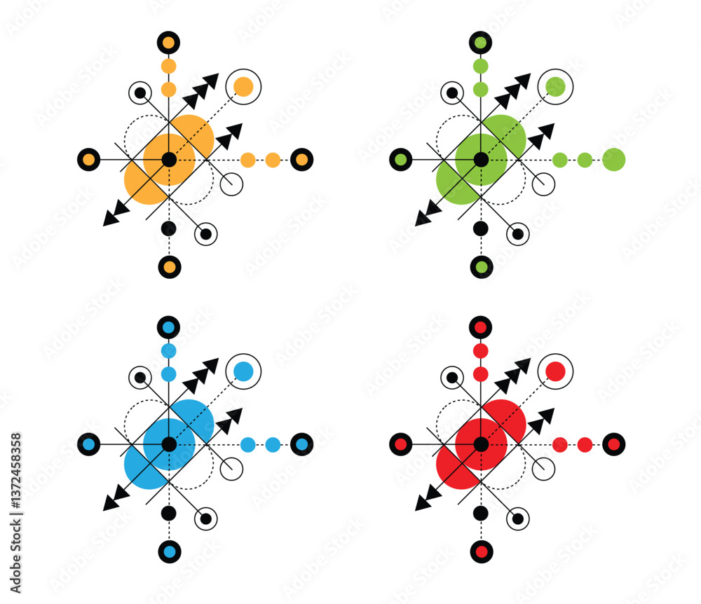 Poster Different Random Shapes Line Art Design Element Colorful. Graphic design elements and resources vector art