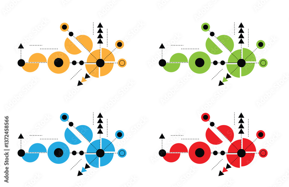 Poster Different Circle Triangle Shapes Line Art Design Element Colorful. Graphic design elements and resources vector art
