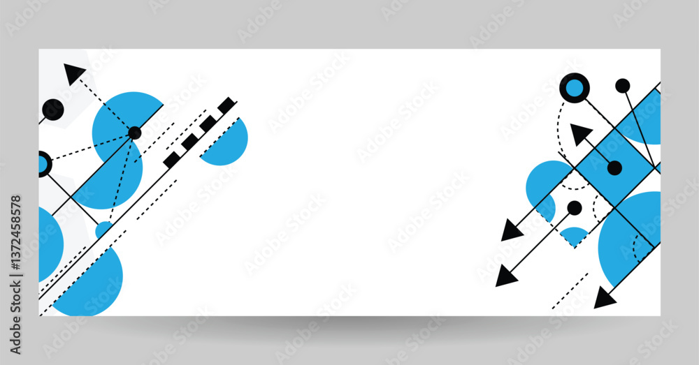 Fototapete geometric shapes line art banner place for text in blue. graphic design elements and resources vecto