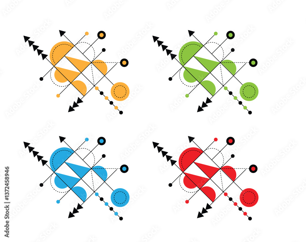 Poster Random Colorful Abstract Geometry Figures Engineering Element Design. Graphic design elements and resources vector art