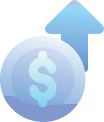 Obraz premium A dollar sign icon with an upward arrow representing a salary increase