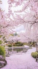 Obraz premium Cherry Blossom Garden in Full Bloom