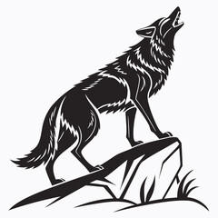 coyote sihouette black vecto