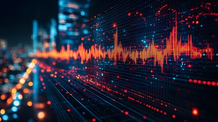 Fototapeta premium Stock market simulation showing AI-driven investment options for long-term growth