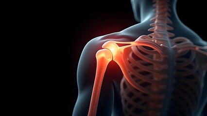 Illustration depicting shoulder pain and injury, focusing on the shoulder joint, rotator cuff, and anatomy