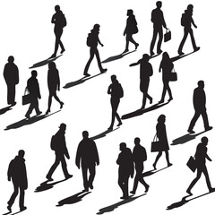 Naklejka premium people silhouette set illustration white background.