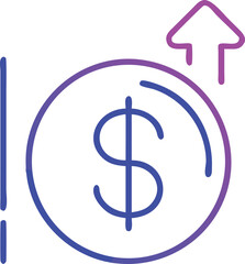 Obraz premium A dollar sign icon with an upward arrow representing a salary increase