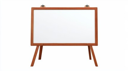 Clear isolated image of a white easel with white board on plain background for creative presentation use
