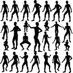 people silhouette set illustration white background.